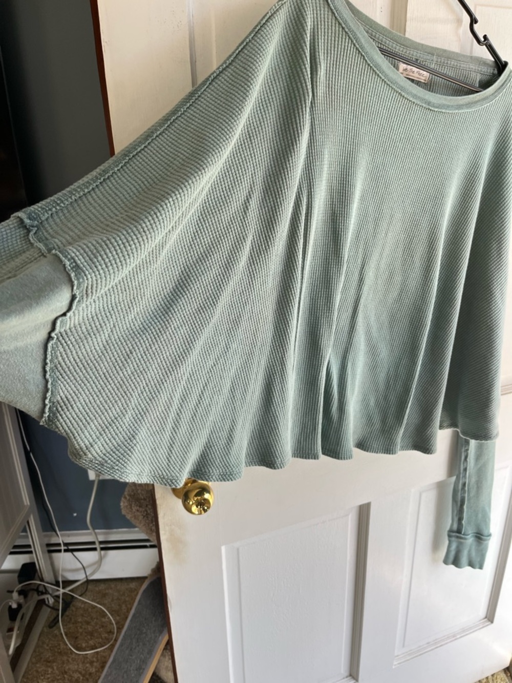 We The Free Sage Green Waffle Knit Long Sleeve Top - Picture 2 of 4